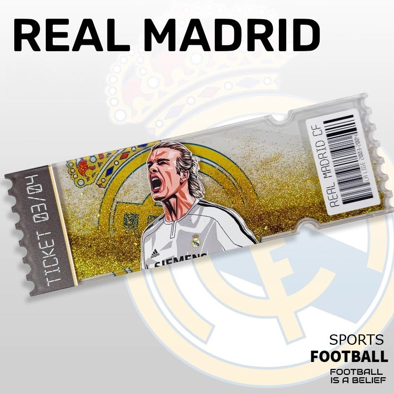 Football Star Ticket-Style Refrigerator Magnet – Glitter Edition | Fan Collectible