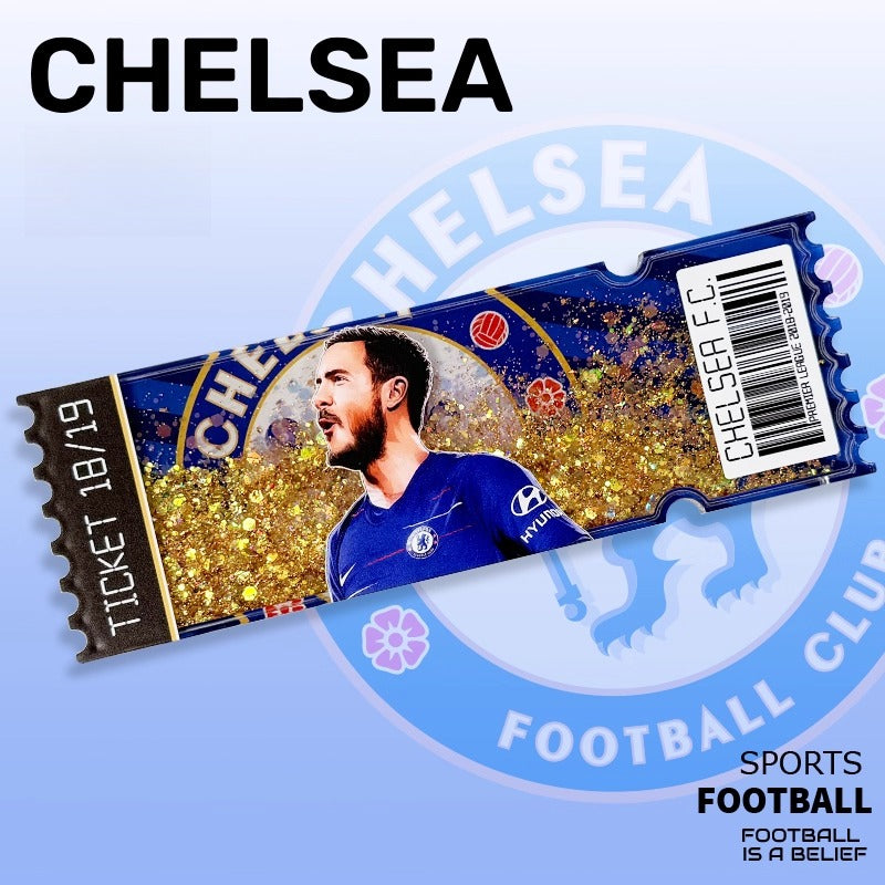 Football Star Ticket-Style Refrigerator Magnet – Glitter Edition | Fan Collectible