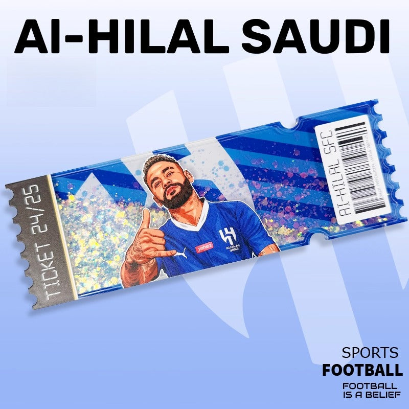 Football Star Ticket-Style Refrigerator Magnet – Glitter Edition | Fan Collectible