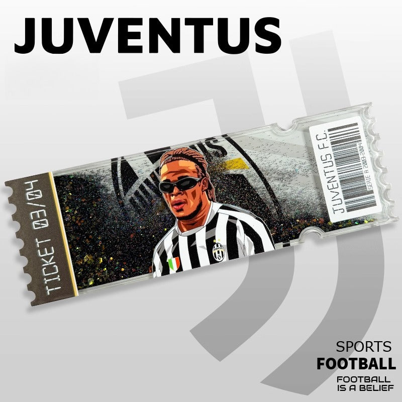 Football Star Ticket-Style Refrigerator Magnet – Glitter Edition | Fan Collectible