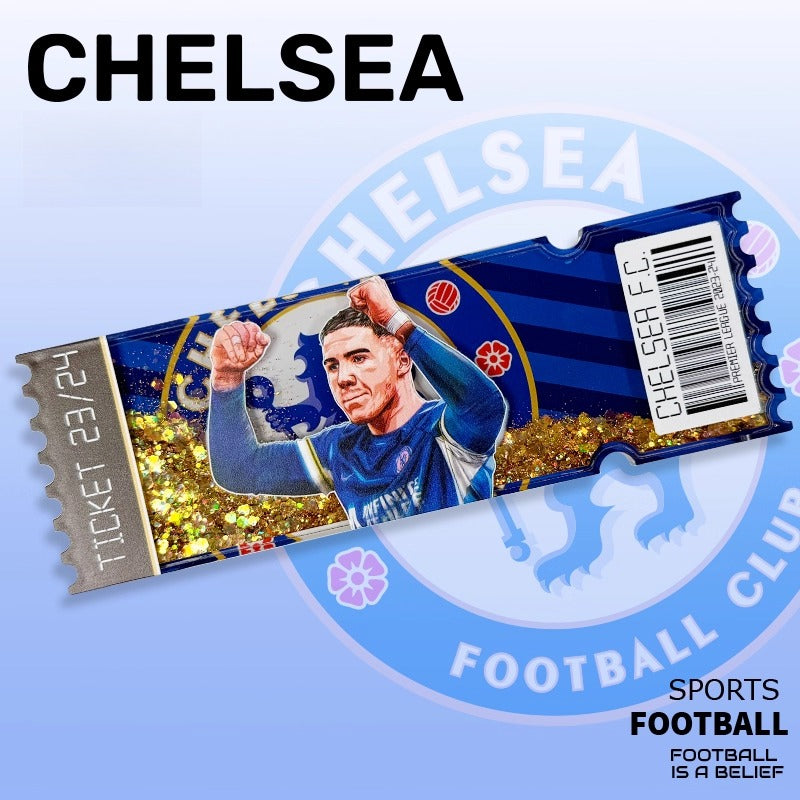 Football Star Ticket-Style Refrigerator Magnet – Glitter Edition | Fan Collectible