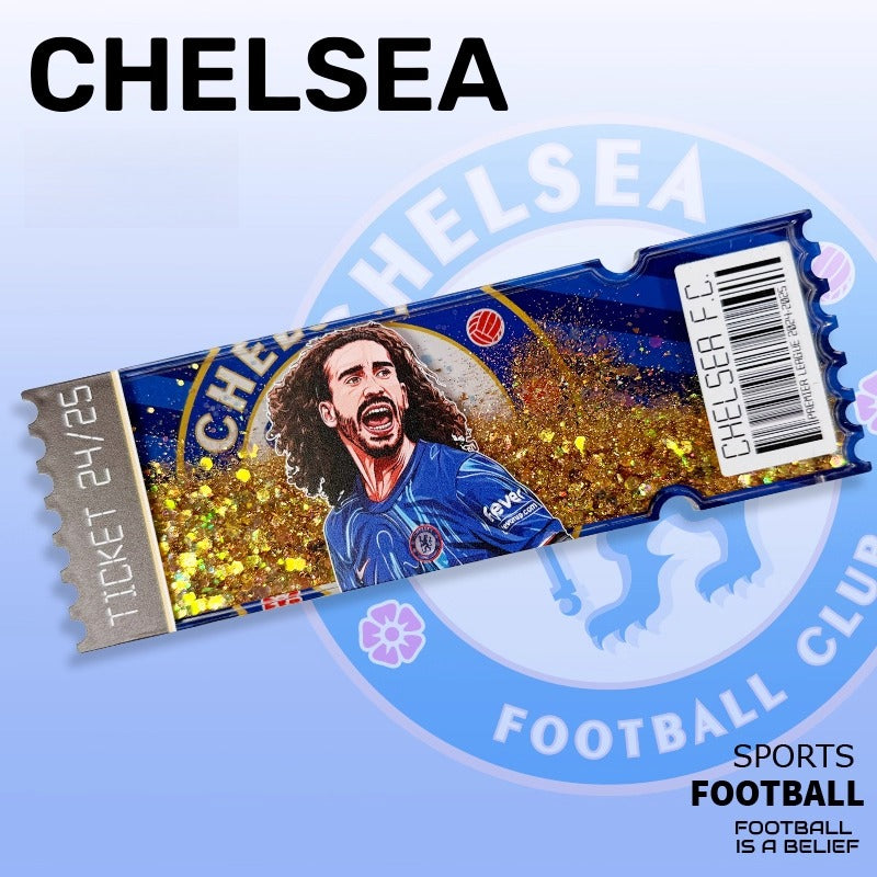 Football Star Ticket-Style Refrigerator Magnet – Glitter Edition | Fan Collectible