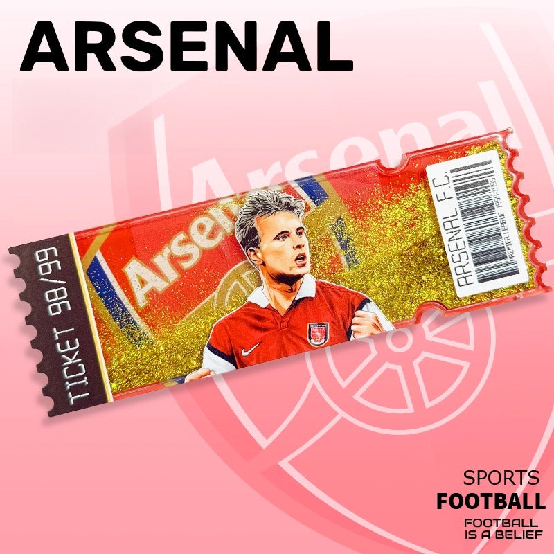 Football Star Ticket-Style Refrigerator Magnet – Glitter Edition | Fan Collectible