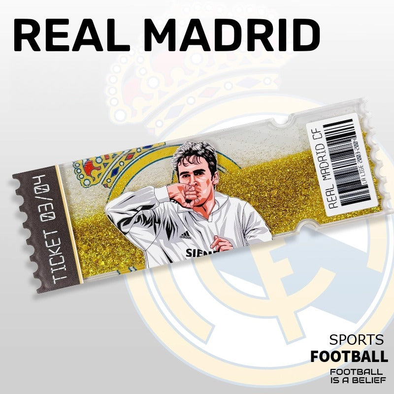 Football Star Ticket-Style Refrigerator Magnet – Glitter Edition | Fan Collectible