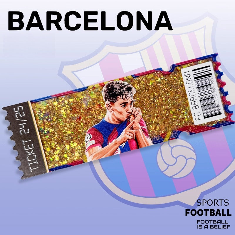 Football Star Ticket-Style Refrigerator Magnet – Glitter Edition | Fan Collectible
