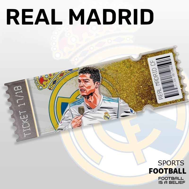 Football Star Ticket-Style Refrigerator Magnet – Glitter Edition | Fan Collectible