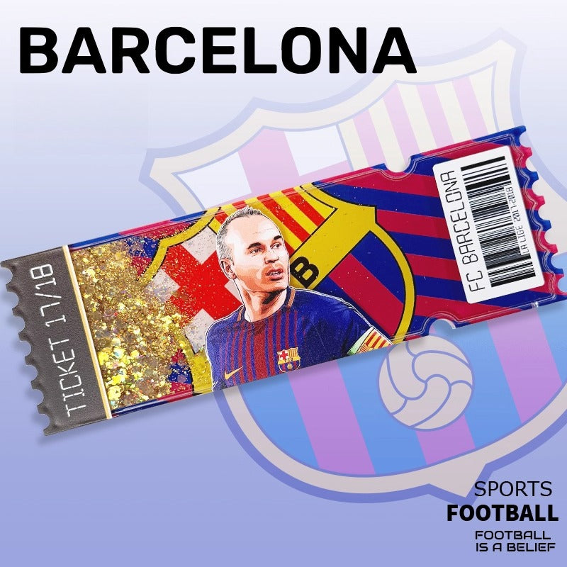 Football Star Ticket-Style Refrigerator Magnet – Glitter Edition | Fan Collectible