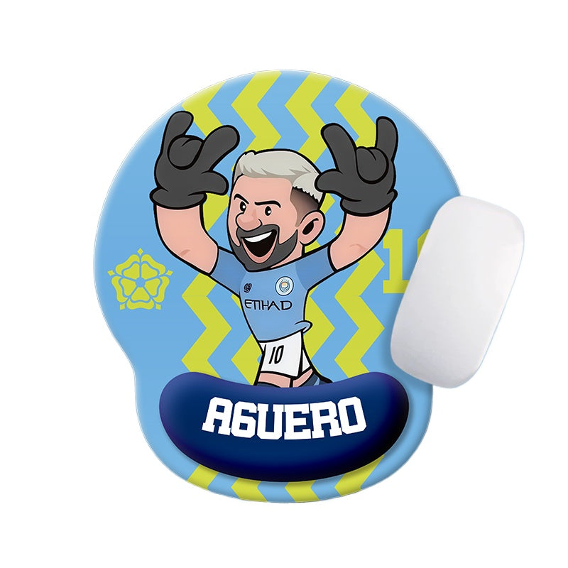 Football Star Cartoon Mouse Pad with Wrist Support – Anti-Fatigue Ergonomic Design