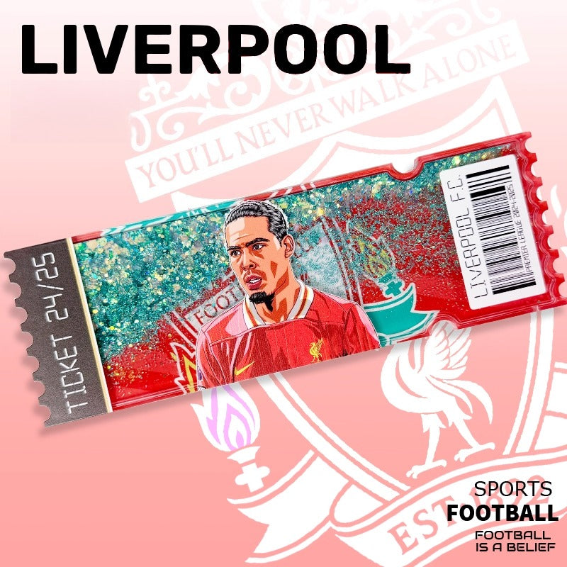 Football Star Ticket-Style Refrigerator Magnet – Glitter Edition | Fan Collectible