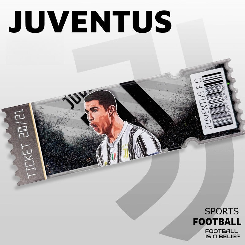 Football Star Ticket-Style Refrigerator Magnet – Glitter Edition | Fan Collectible