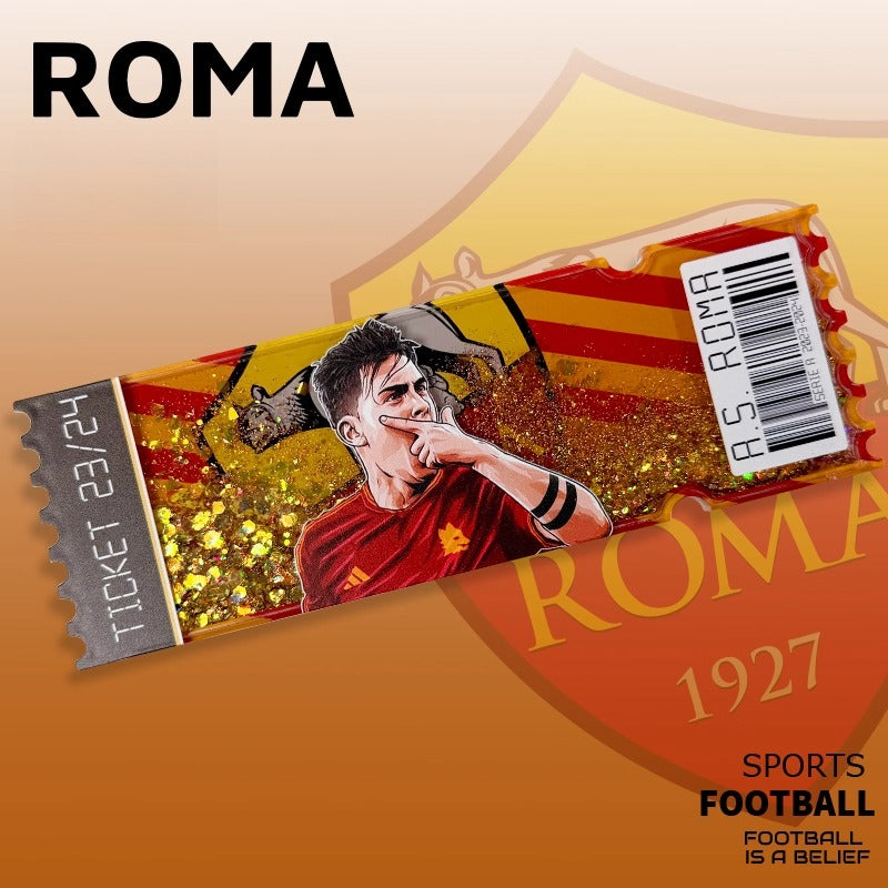 Football Star Ticket-Style Refrigerator Magnet – Glitter Edition | Fan Collectible