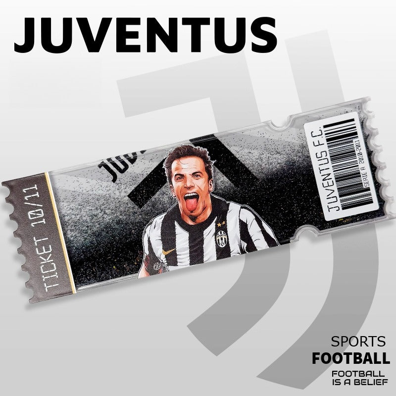 Football Star Ticket-Style Refrigerator Magnet – Glitter Edition | Fan Collectible