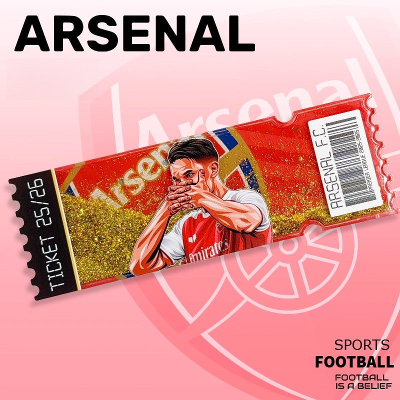 Football Star Ticket-Style Refrigerator Magnet – Glitter Edition | Fan Collectible