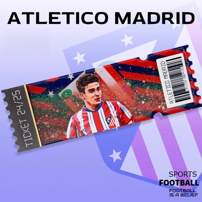 Football Star Ticket-Style Refrigerator Magnet – Glitter Edition | Fan Collectible