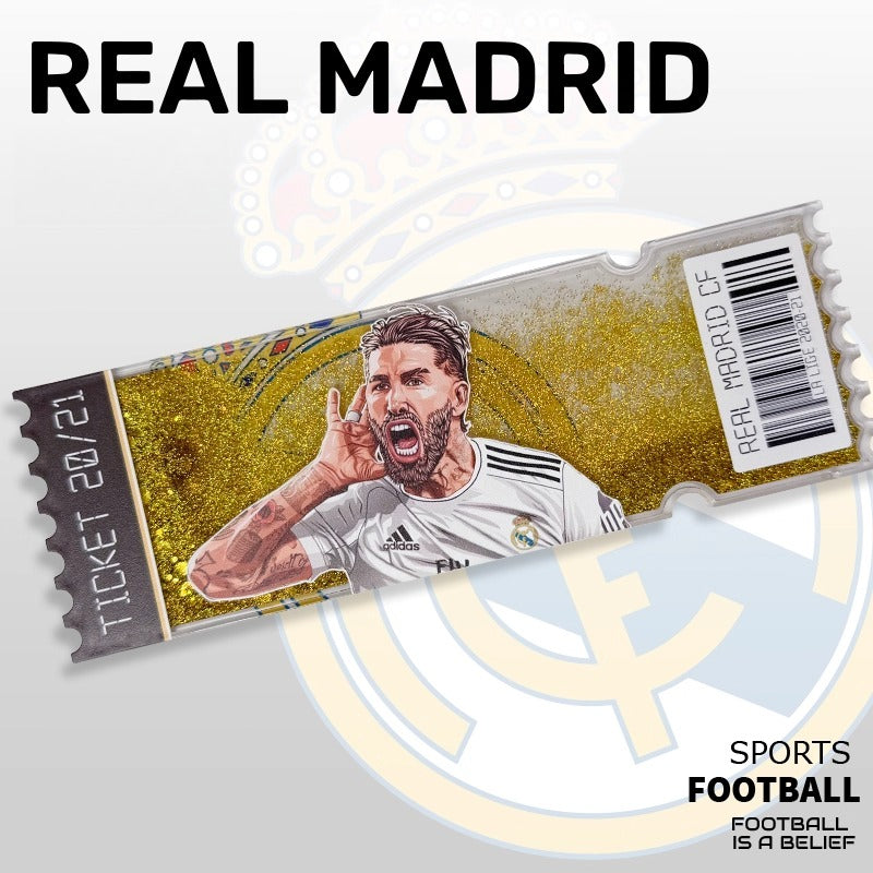 Football Star Ticket-Style Refrigerator Magnet – Glitter Edition | Fan Collectible