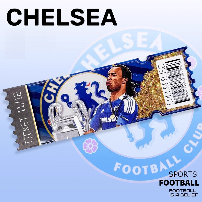 Football Star Ticket-Style Refrigerator Magnet – Glitter Edition | Fan Collectible