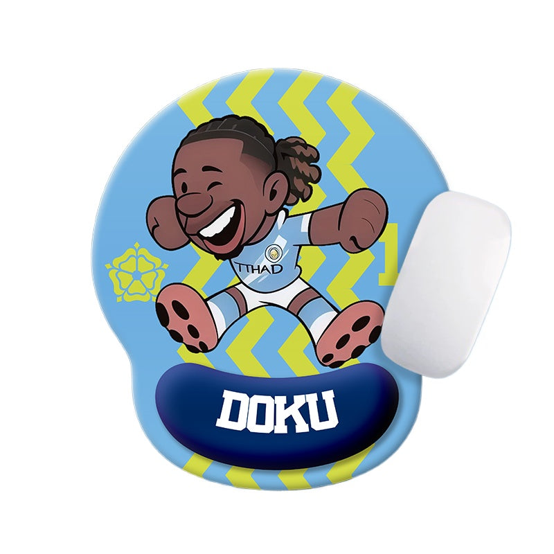Football Star Cartoon Mouse Pad with Wrist Support – Anti-Fatigue Ergonomic Design