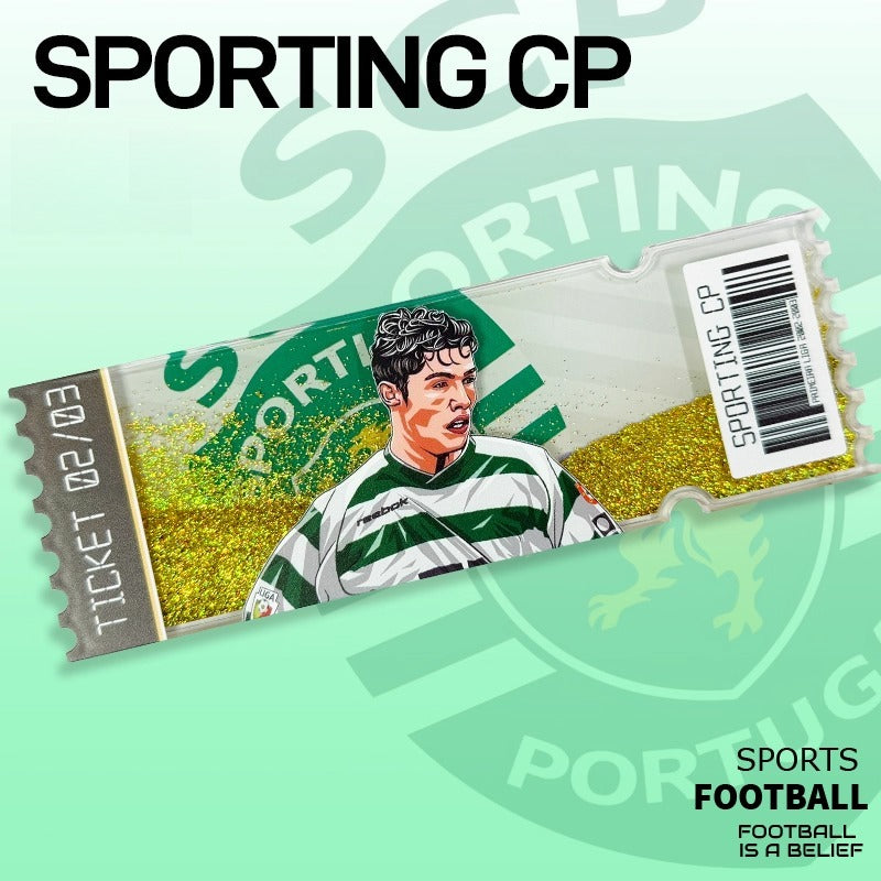 Football Star Ticket-Style Refrigerator Magnet – Glitter Edition | Fan Collectible