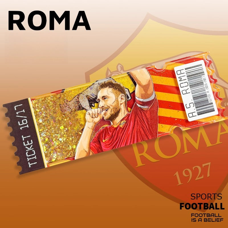 Football Star Ticket-Style Refrigerator Magnet – Glitter Edition | Fan Collectible