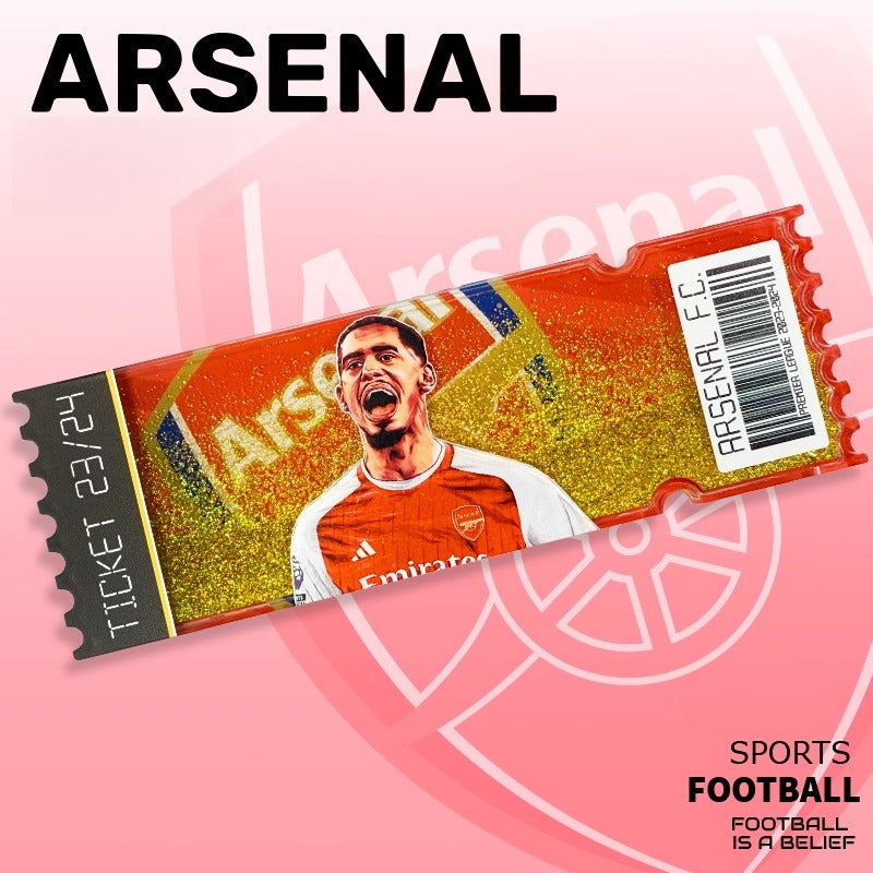 Football Star Ticket-Style Refrigerator Magnet – Glitter Edition | Fan Collectible