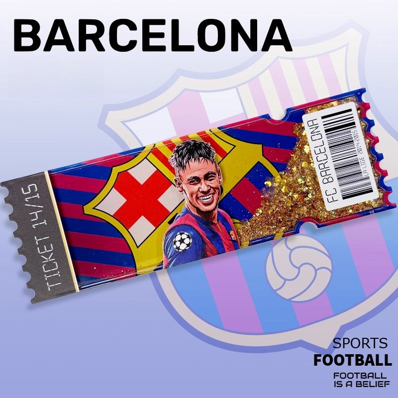 Football Star Ticket-Style Refrigerator Magnet – Glitter Edition | Fan Collectible