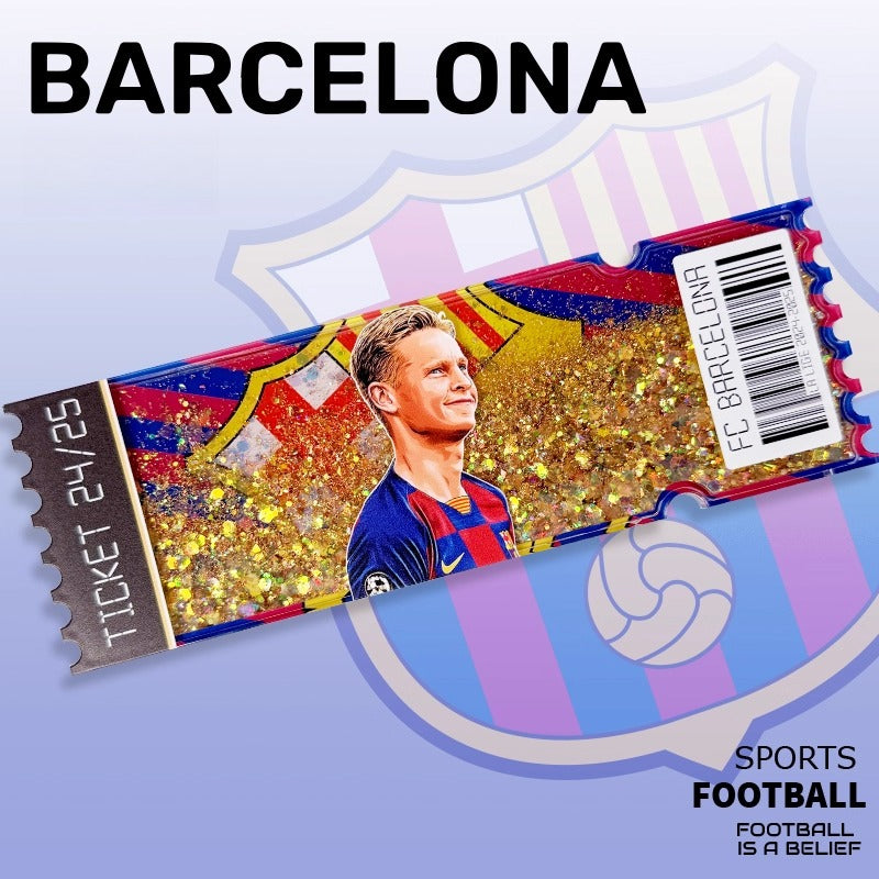 Football Star Ticket-Style Refrigerator Magnet – Glitter Edition | Fan Collectible