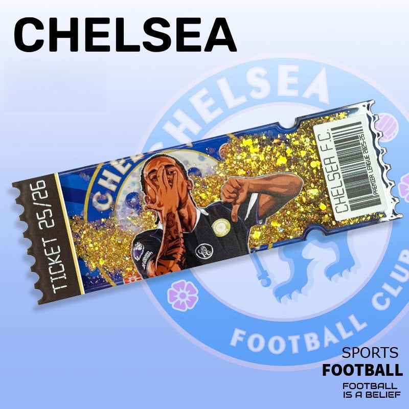 Football Star Ticket-Style Refrigerator Magnet – Glitter Edition | Fan Collectible