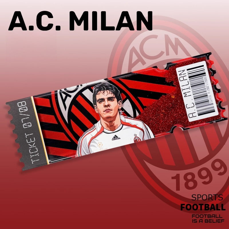 Football Star Ticket-Style Refrigerator Magnet – Glitter Edition | Fan Collectible