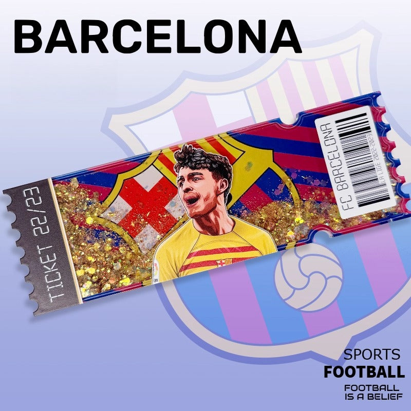 Football Star Ticket-Style Refrigerator Magnet – Glitter Edition | Fan Collectible