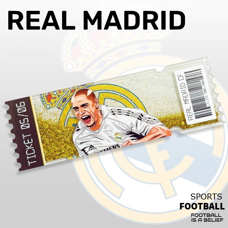 Football Star Ticket-Style Refrigerator Magnet – Glitter Edition | Fan Collectible