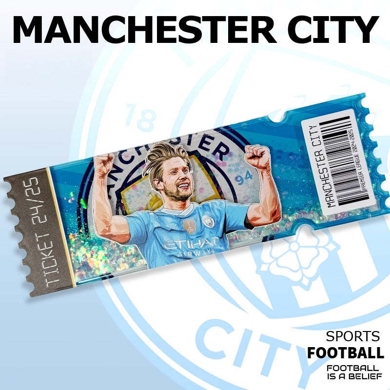 Football Star Ticket-Style Refrigerator Magnet – Glitter Edition | Fan Collectible