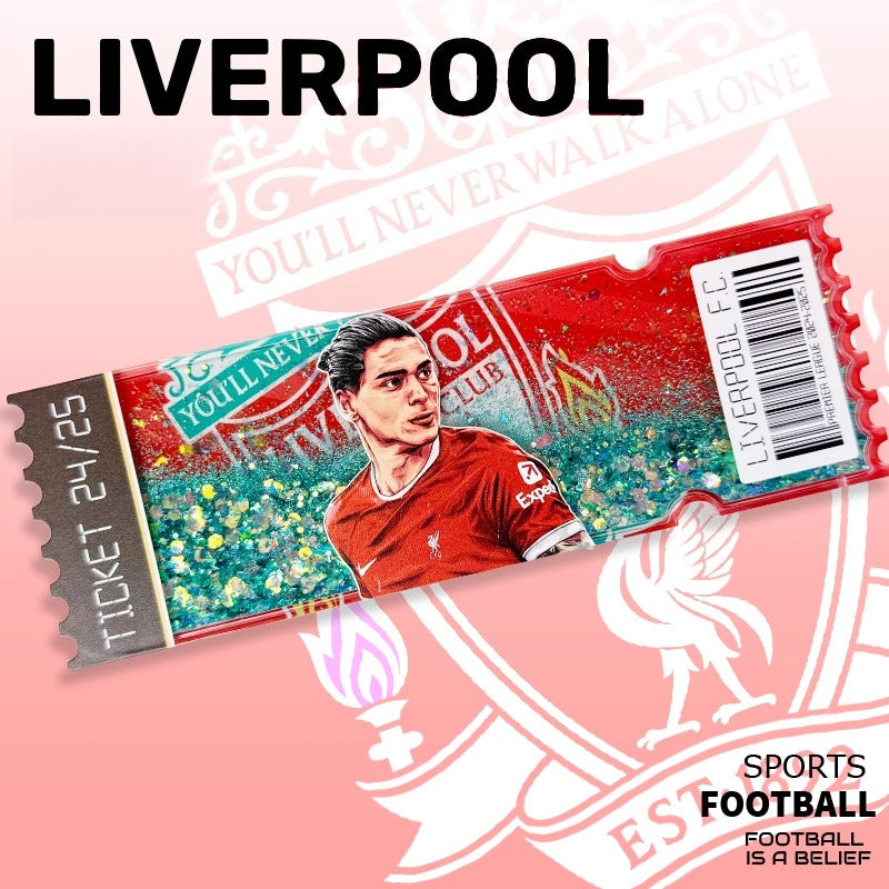 Football Star Ticket-Style Refrigerator Magnet – Glitter Edition | Fan Collectible