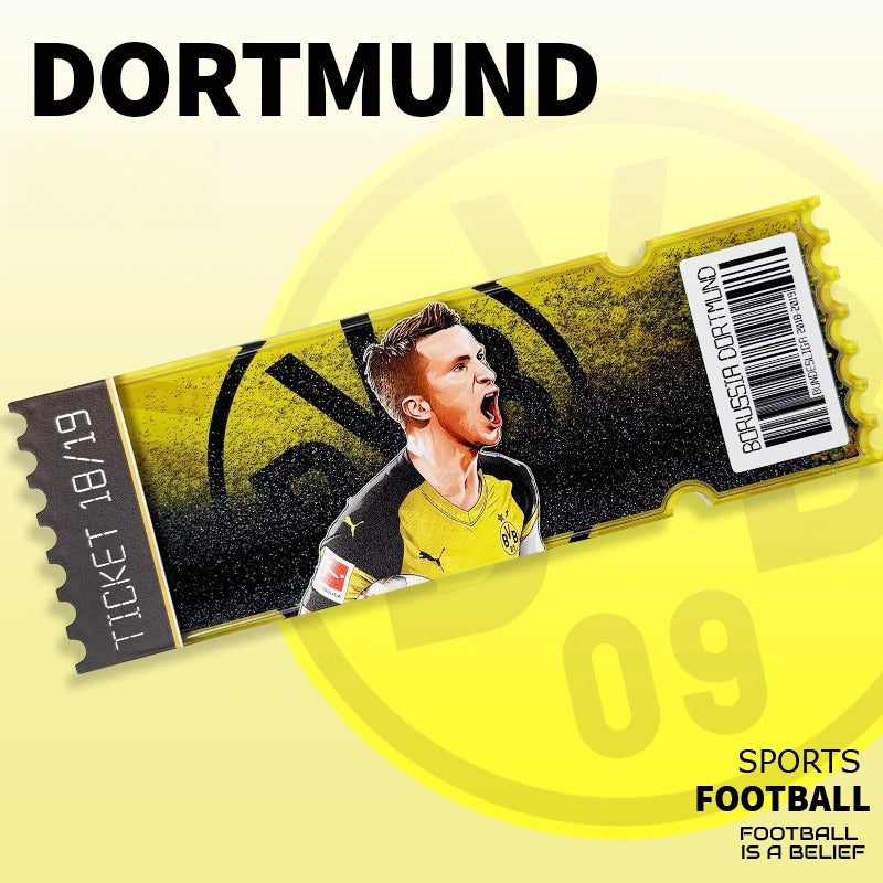 Football Star Ticket-Style Refrigerator Magnet – Glitter Edition | Fan Collectible