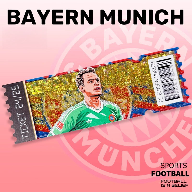 Football Star Ticket-Style Refrigerator Magnet – Glitter Edition | Fan Collectible