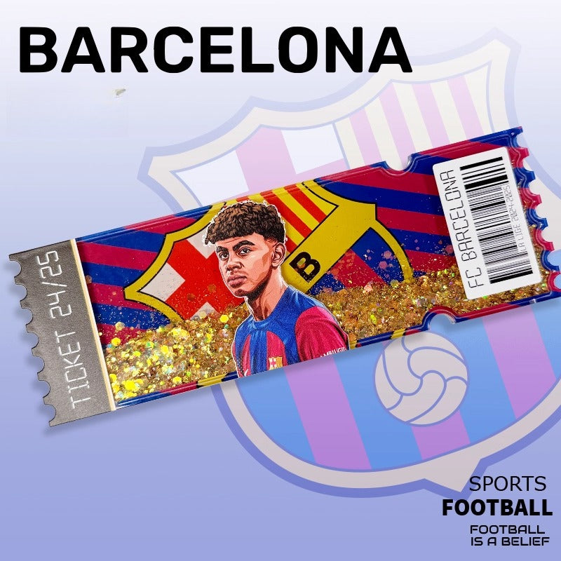 Football Star Ticket-Style Refrigerator Magnet – Glitter Edition | Fan Collectible