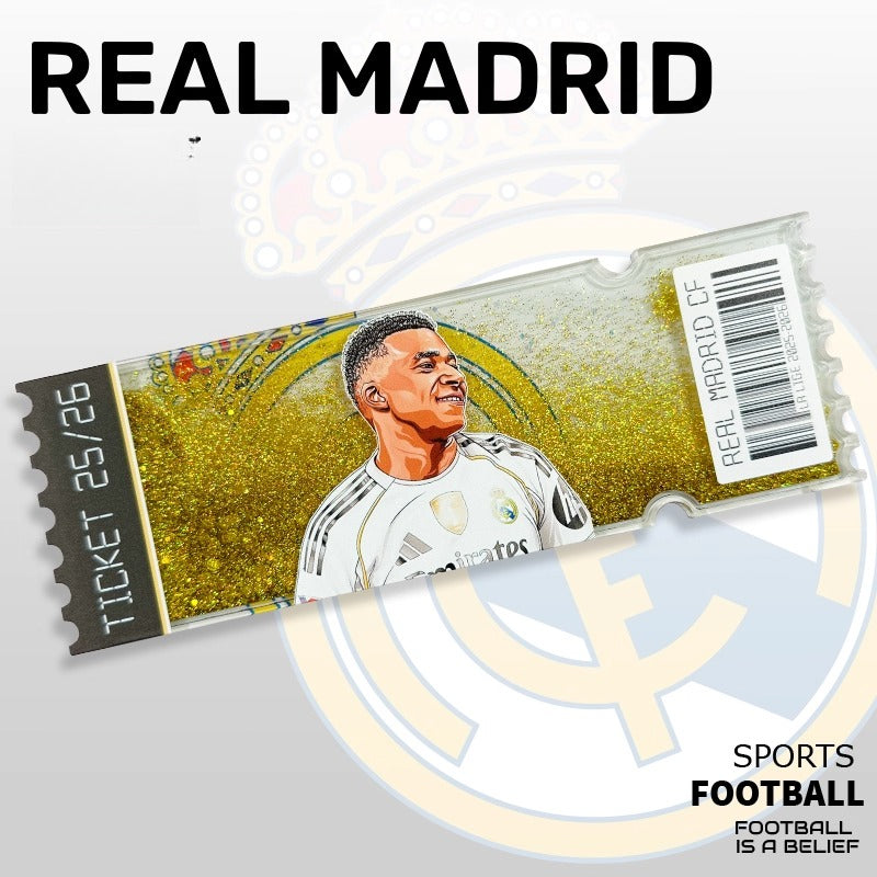 Football Star Ticket-Style Refrigerator Magnet – Glitter Edition | Fan Collectible