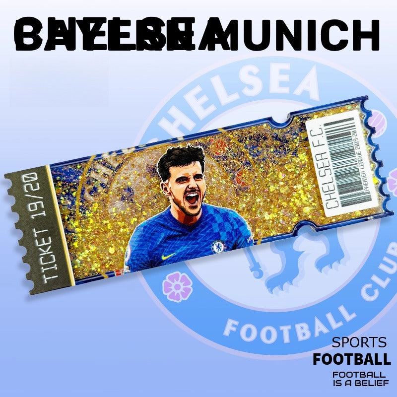 Football Star Ticket-Style Refrigerator Magnet – Glitter Edition | Fan Collectible