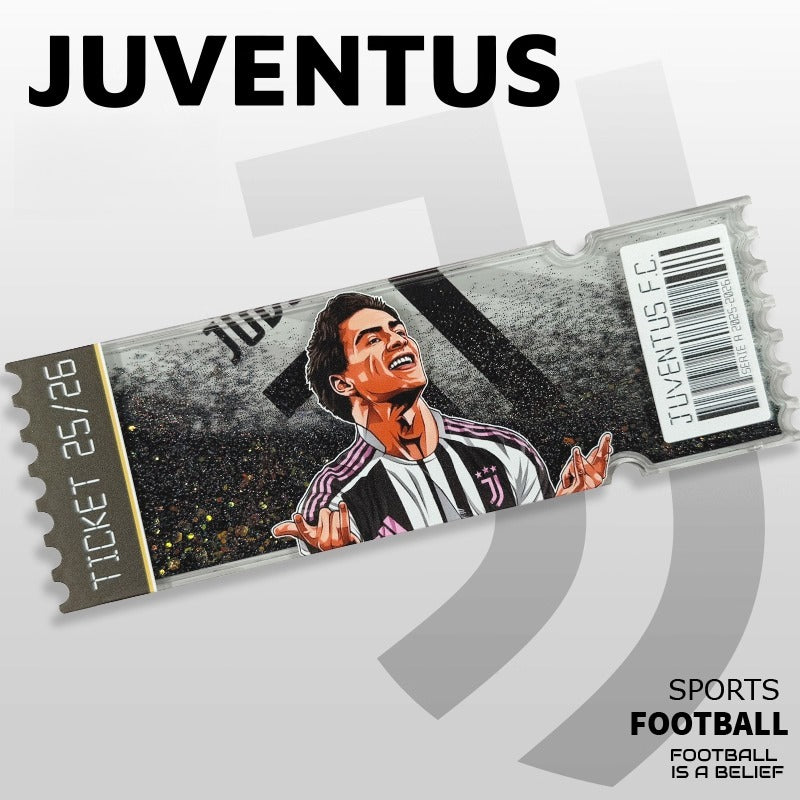 Football Star Ticket-Style Refrigerator Magnet – Glitter Edition | Fan Collectible