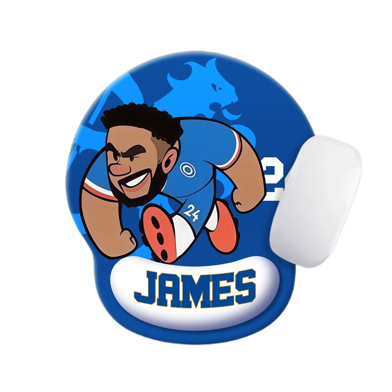 Football Star Cartoon Mouse Pad with Wrist Support – Anti-Fatigue Ergonomic Design
