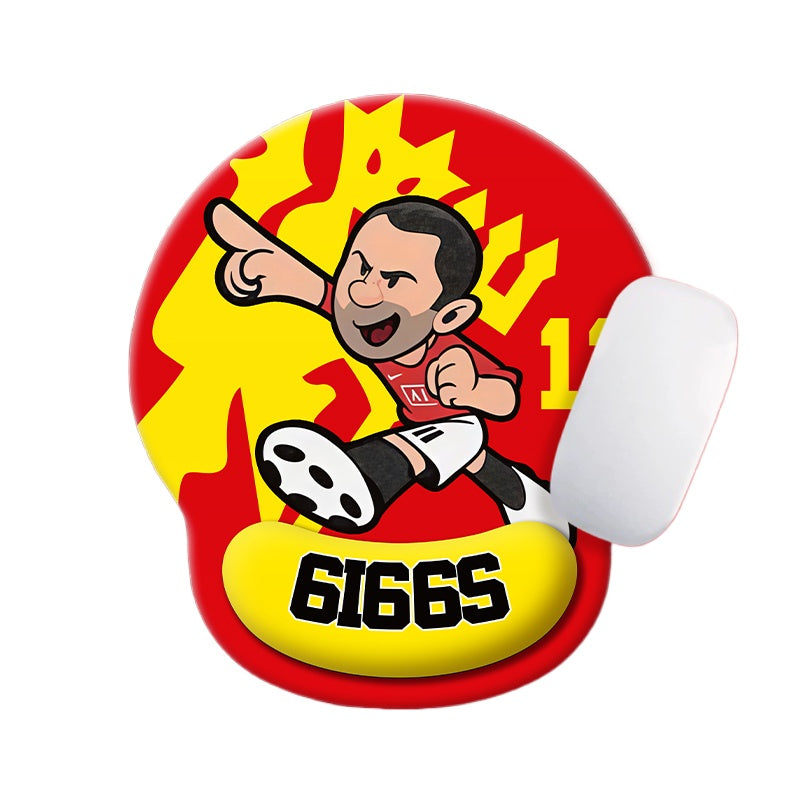 Football Star Cartoon Mouse Pad with Wrist Support – Anti-Fatigue Ergonomic Design