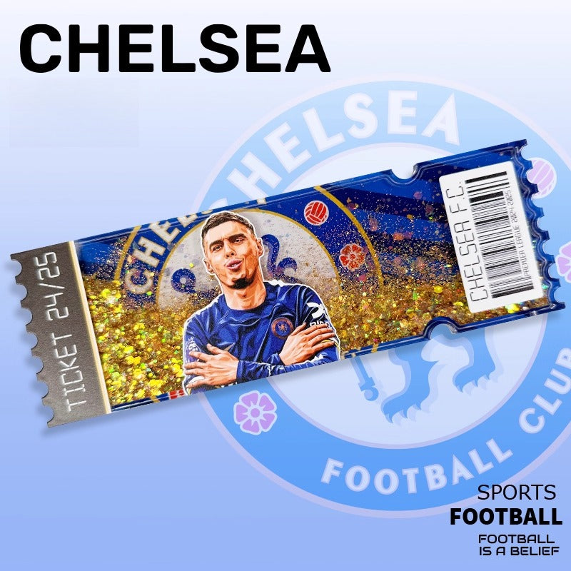 Football Star Ticket-Style Refrigerator Magnet – Glitter Edition | Fan Collectible