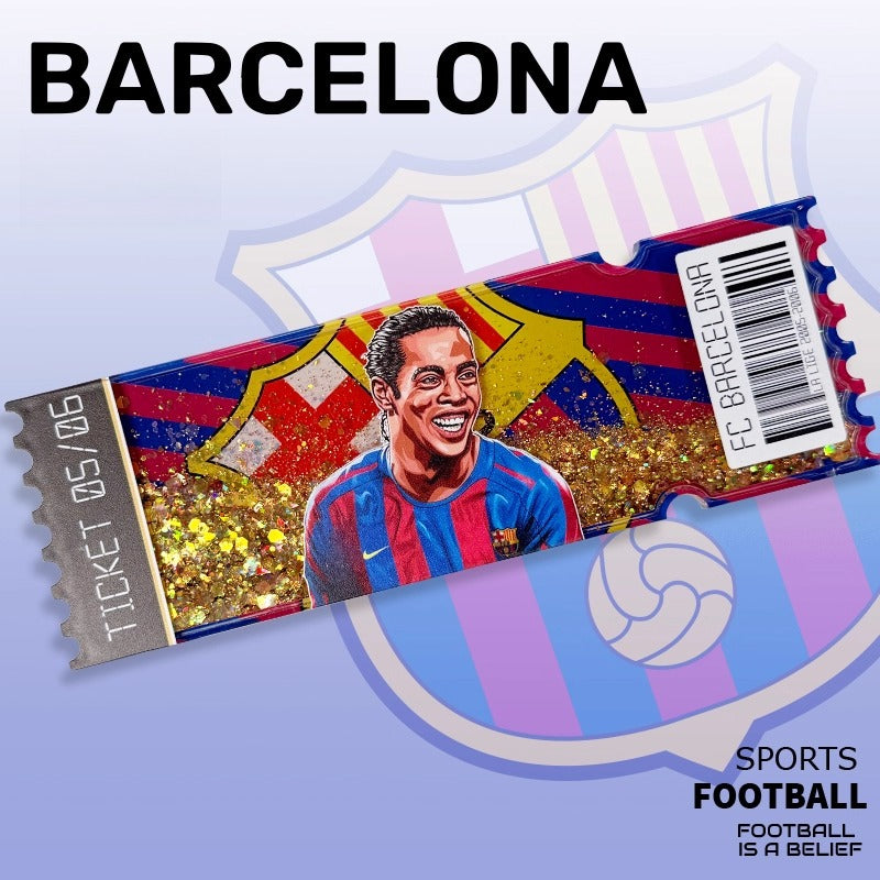 Football Star Ticket-Style Refrigerator Magnet – Glitter Edition | Fan Collectible