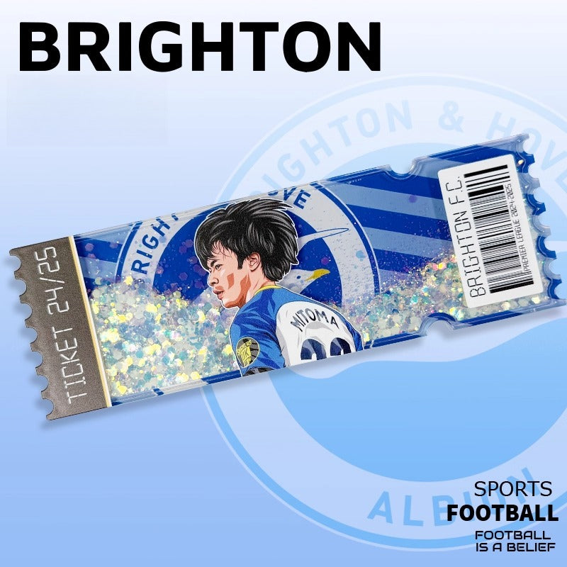 Football Star Ticket-Style Refrigerator Magnet – Glitter Edition | Fan Collectible