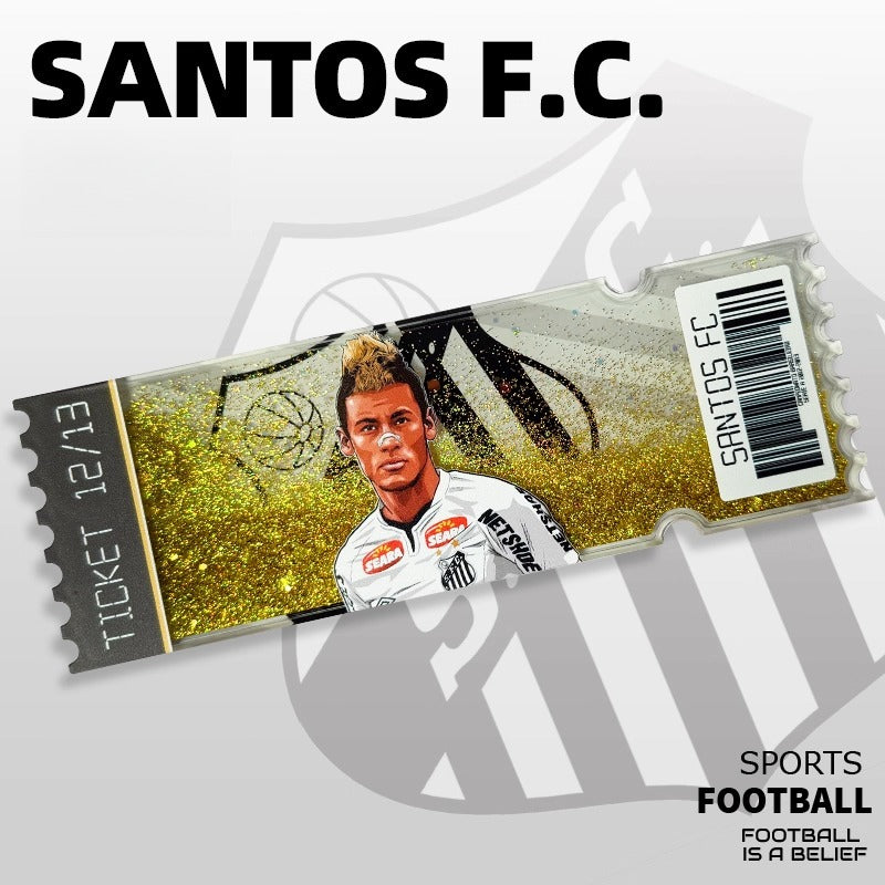 Football Star Ticket-Style Refrigerator Magnet – Glitter Edition | Fan Collectible