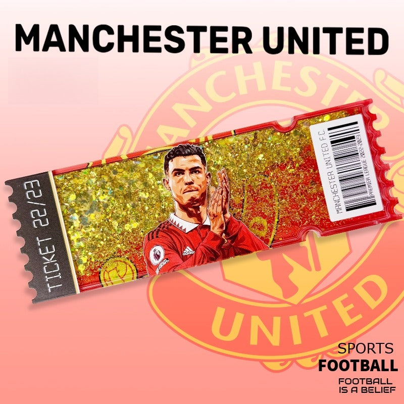 Football Star Ticket-Style Refrigerator Magnet – Glitter Edition | Fan Collectible