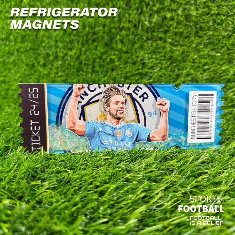 Football Star Ticket-Style Refrigerator Magnet – Glitter Edition | Fan Collectible