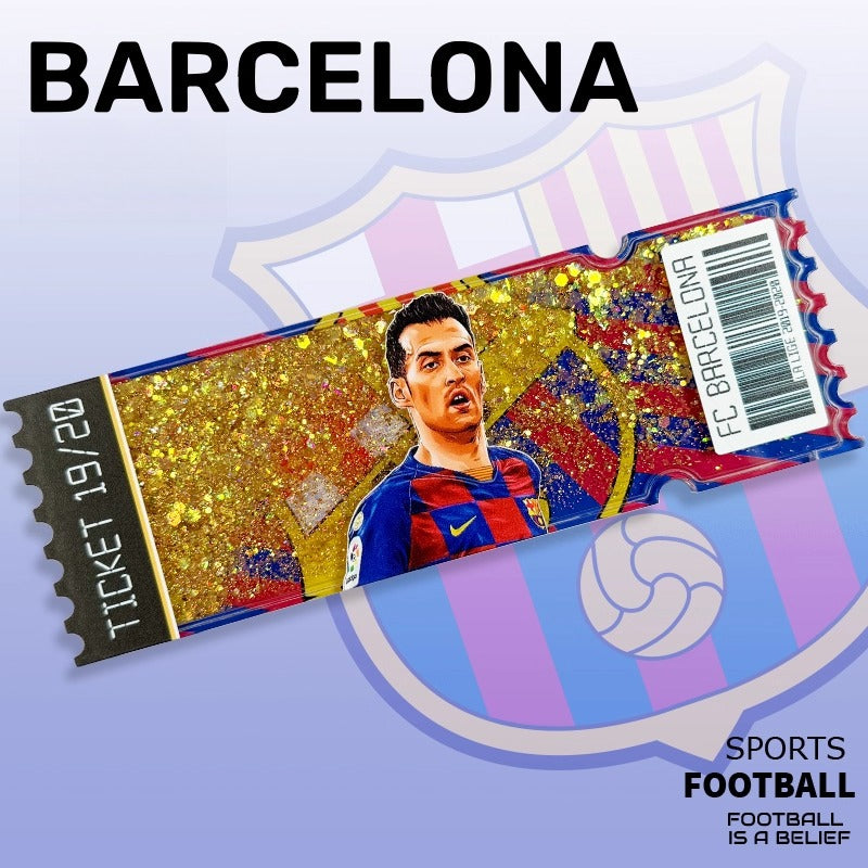 Football Star Ticket-Style Refrigerator Magnet – Glitter Edition | Fan Collectible