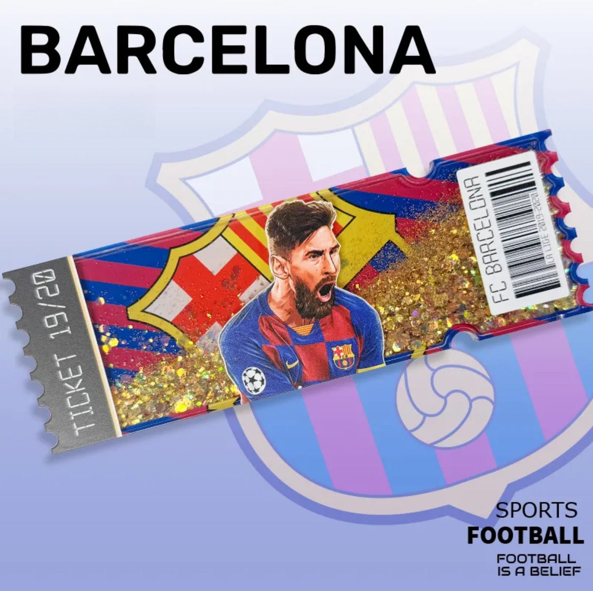 Football Star Ticket-Style Refrigerator Magnet – Glitter Edition | Fan Collectible