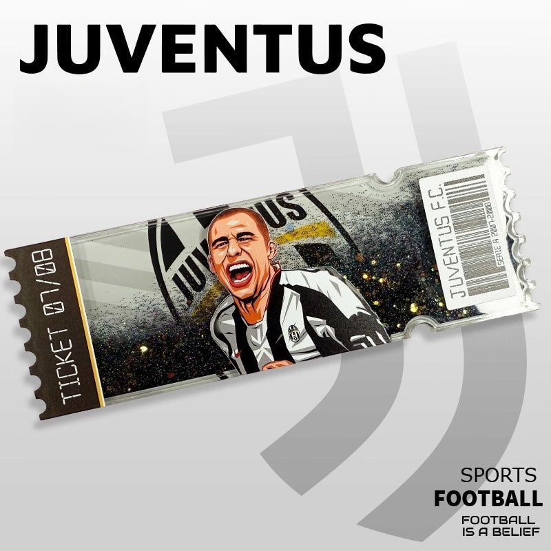 Football Star Ticket-Style Refrigerator Magnet – Glitter Edition | Fan Collectible