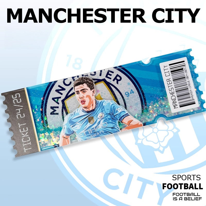 Football Star Ticket-Style Refrigerator Magnet – Glitter Edition | Fan Collectible